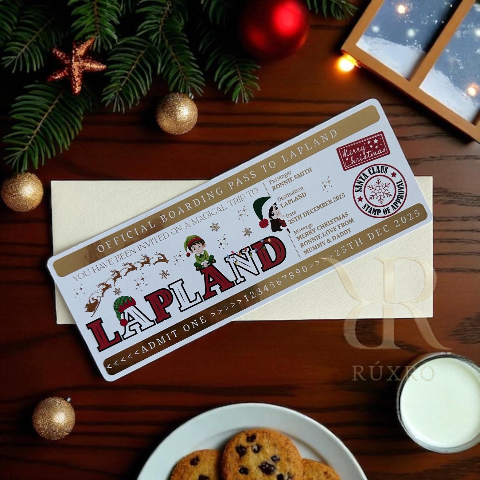 Personalised foil Lapland reveal ticket keepsake