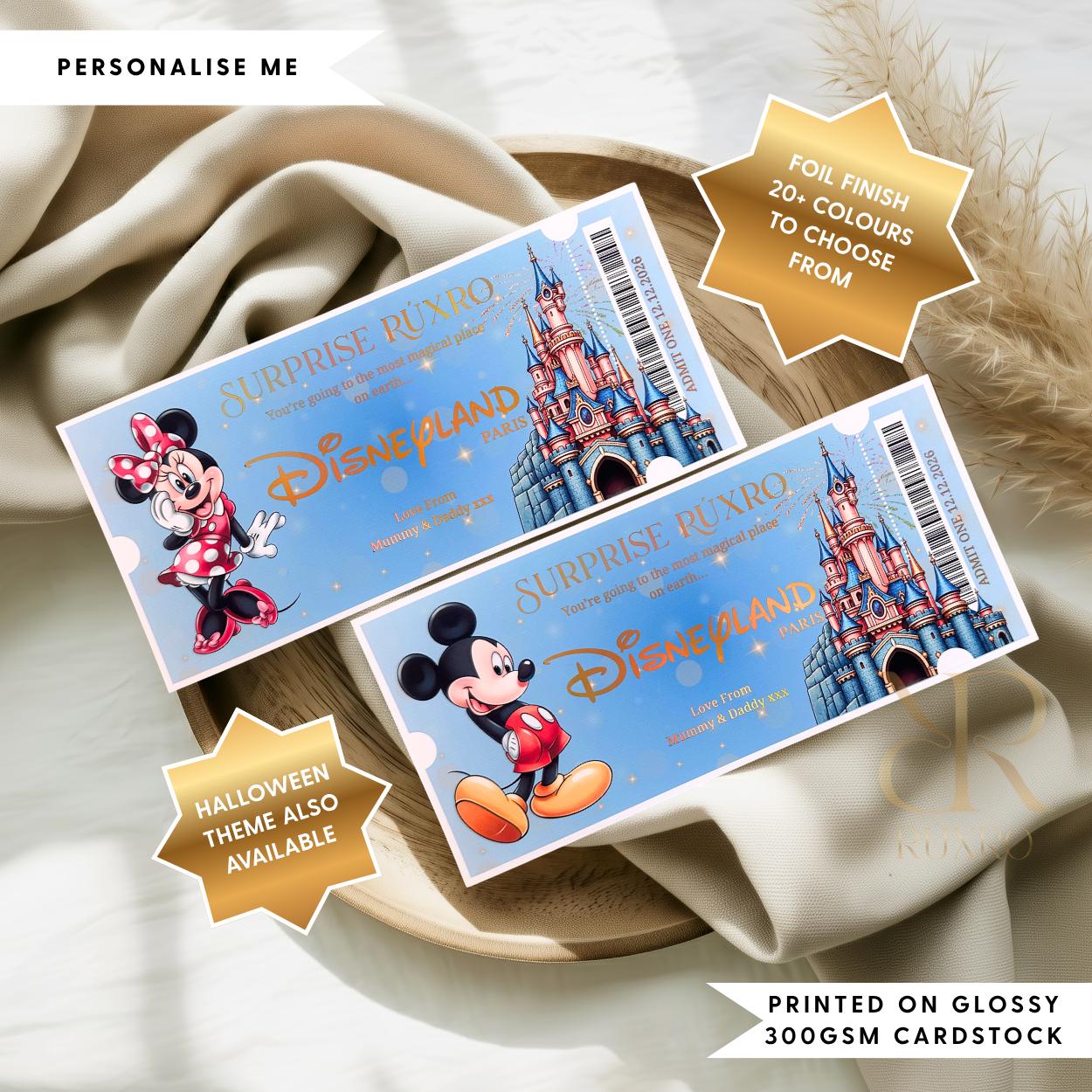 Personalised foil Disneyland Paris reveal ticket keepsake