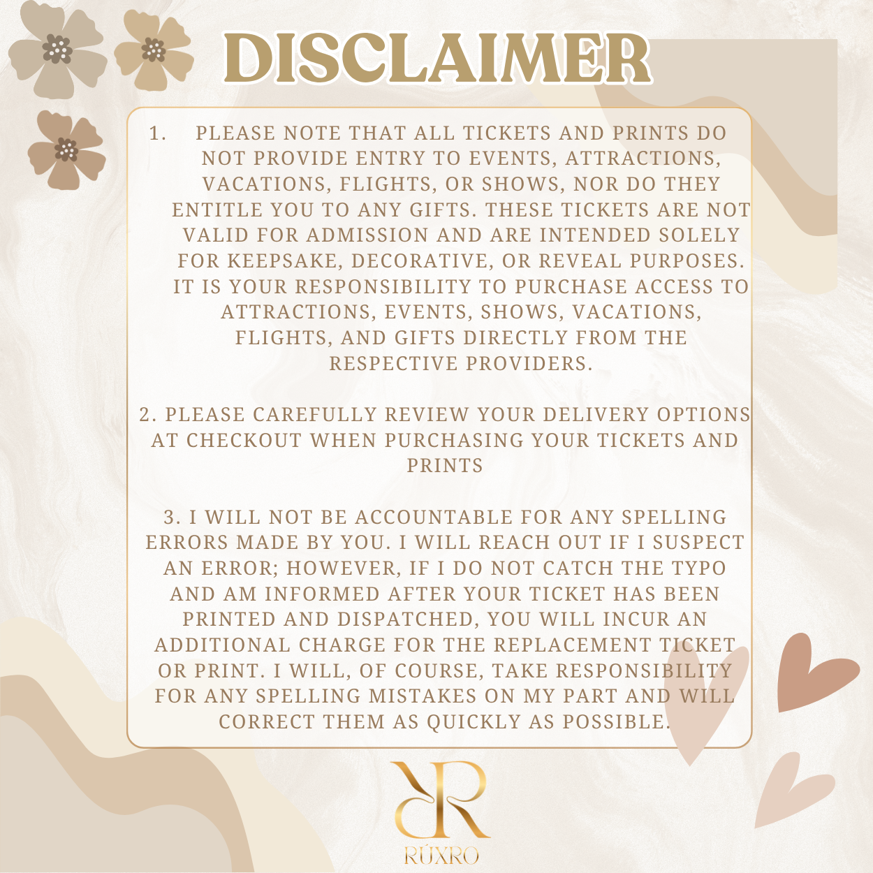 Disclaimer: keepsake reveal ticket only, does not grant entry to any event or venue