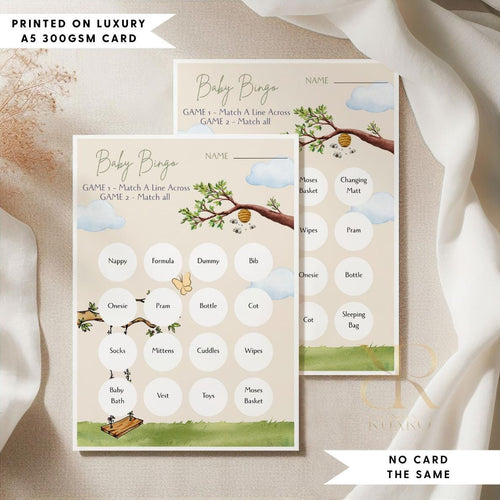 Baby bingo baby shower game cards in a Classic Winnie the Pooh theme