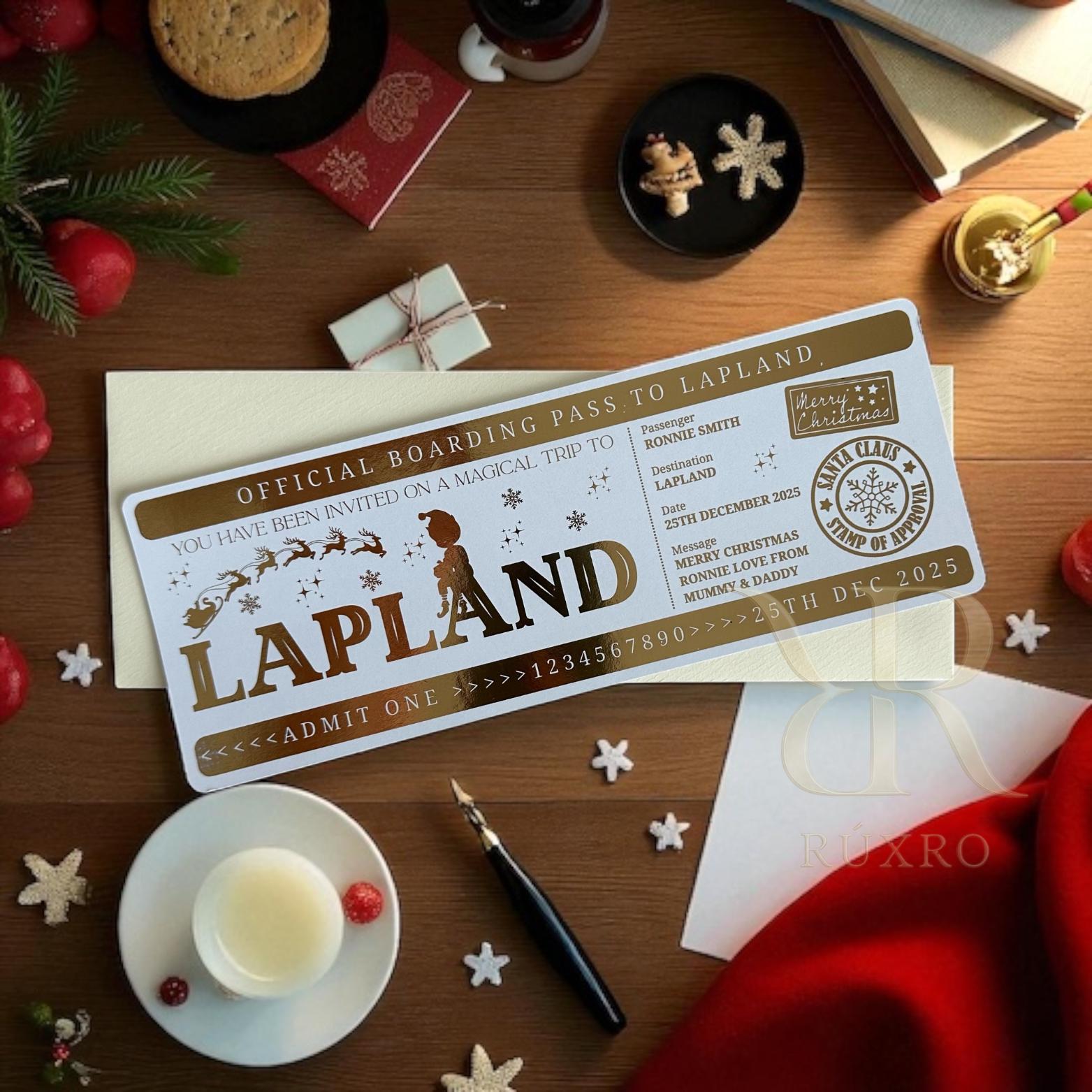 Personalised foil Lapland reveal ticket keepsake