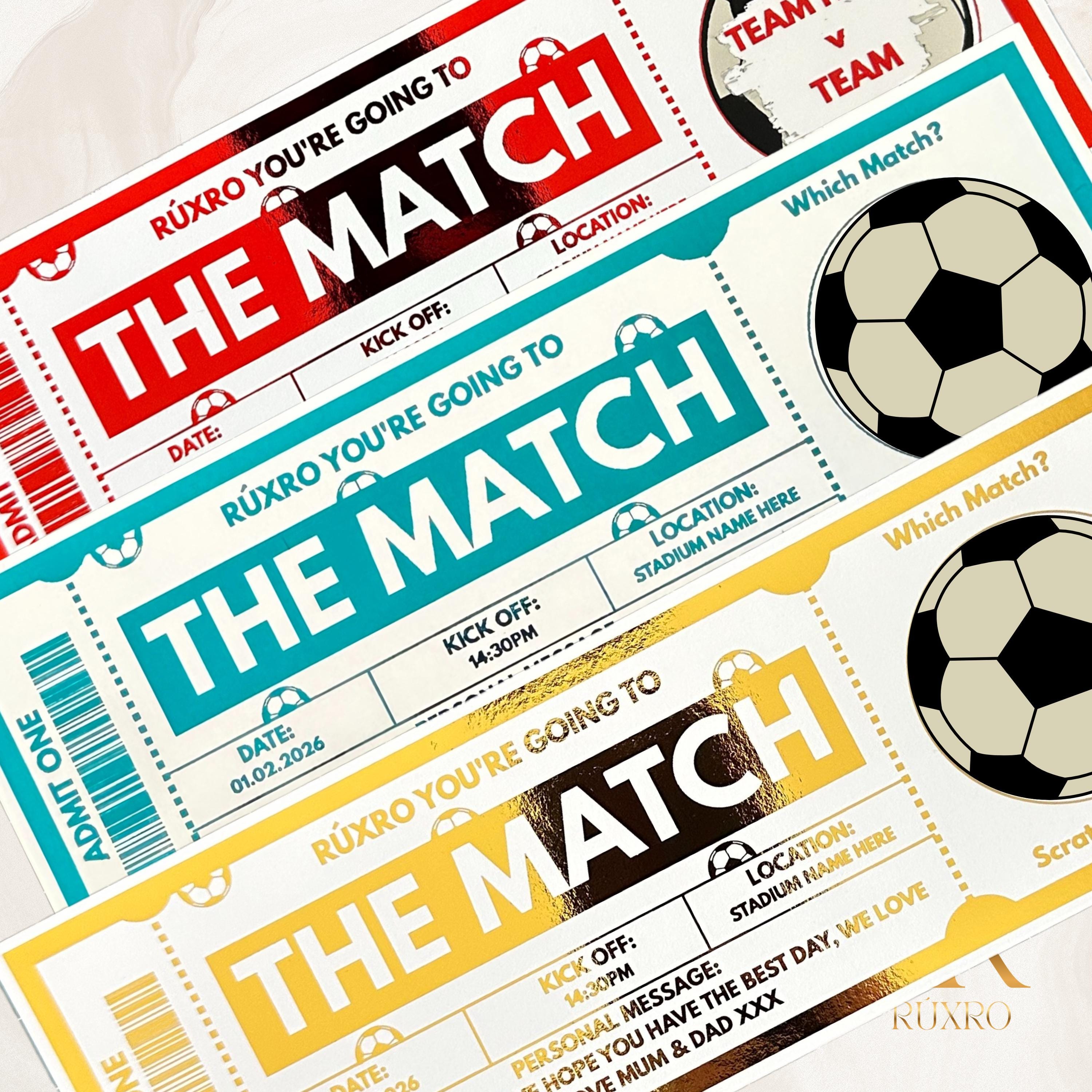 Personalised scratch to reveal football match ticket keepsake