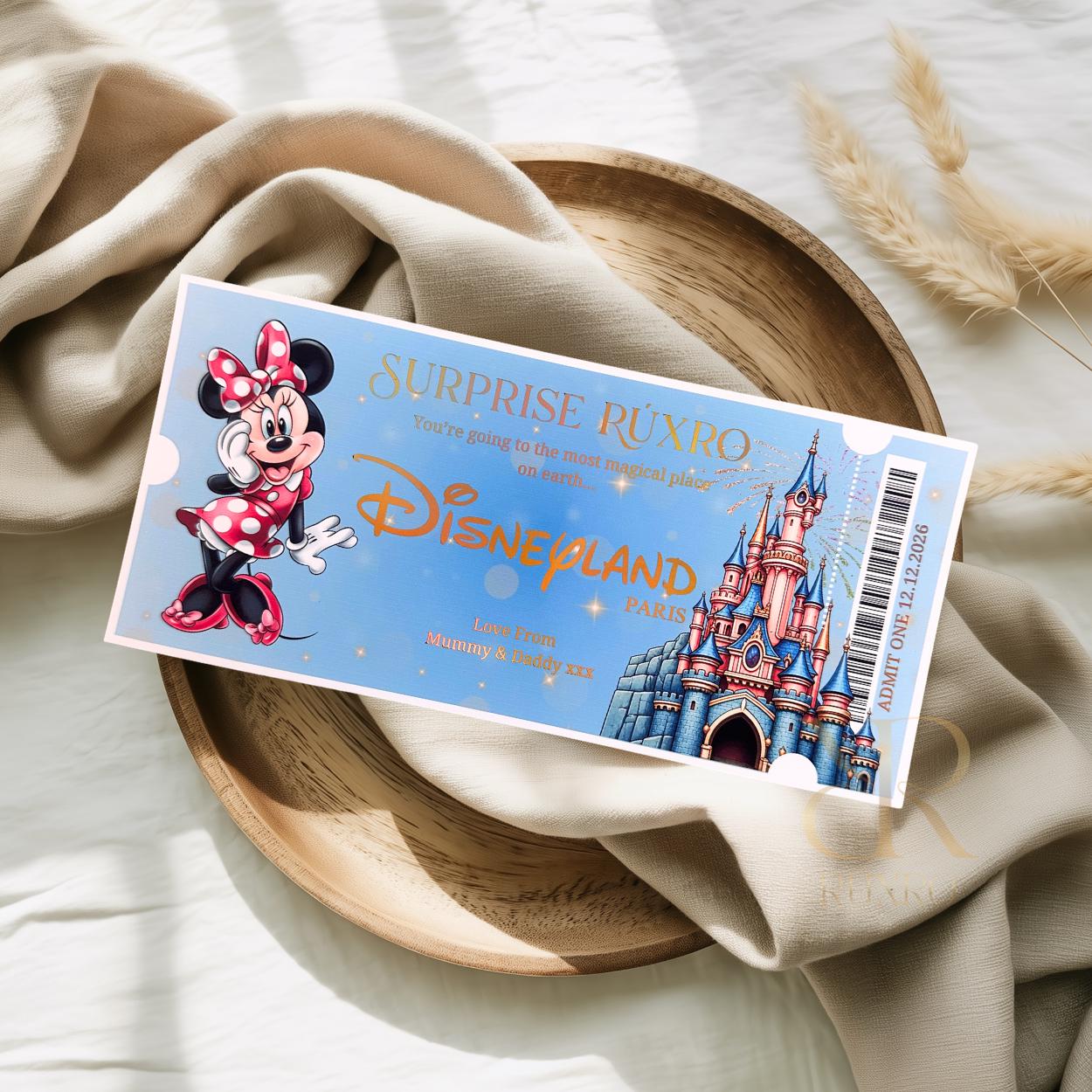 Personalised foil Disneyland Paris reveal ticket keepsake